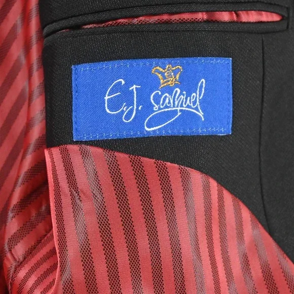 EJ Samuel 42L 32x30 Black 3 Piece Vest Mens Jacket Pants Suit